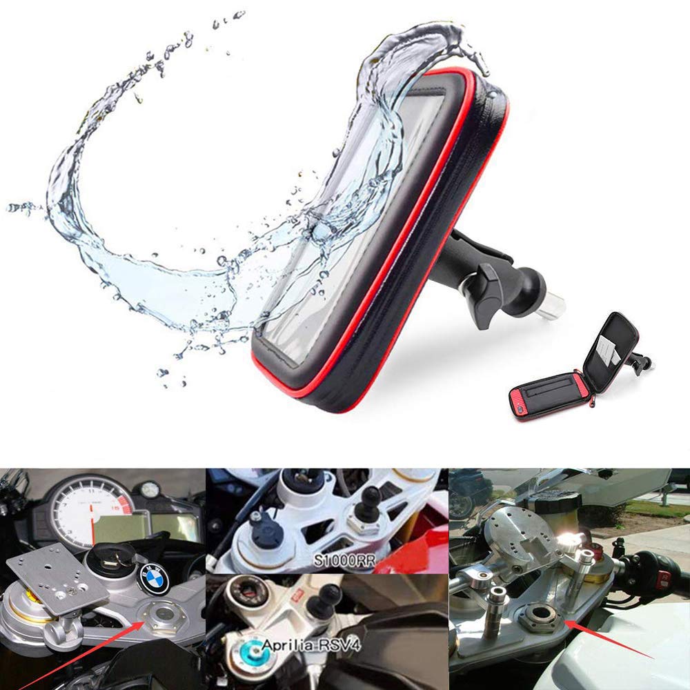  [AUSTRALIA] - DUILU Motorcycle Phone Holder Bag, Waterproof Cell phone Bag Case with Card Slots for 5.5"to 6.4" Smartphone fit for Yamaha BMW Honda SUZUKI Autocycle hole L
