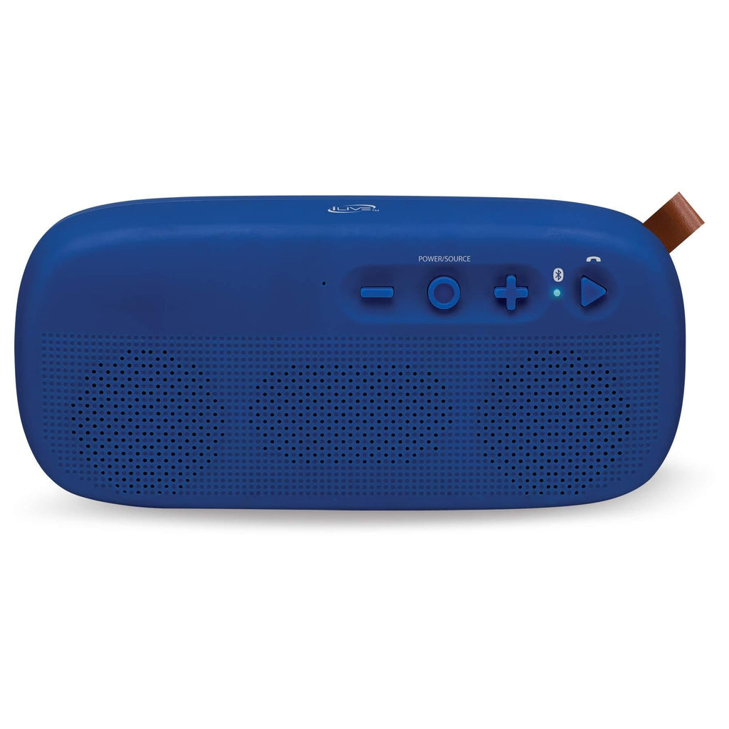 iLive Water Resistant Wireless Speaker, 8.27 x 1.8 x 3.82 Inches, Built-in Rechargeable Battery, Blue (ISBW249BU) - LeoForward Australia