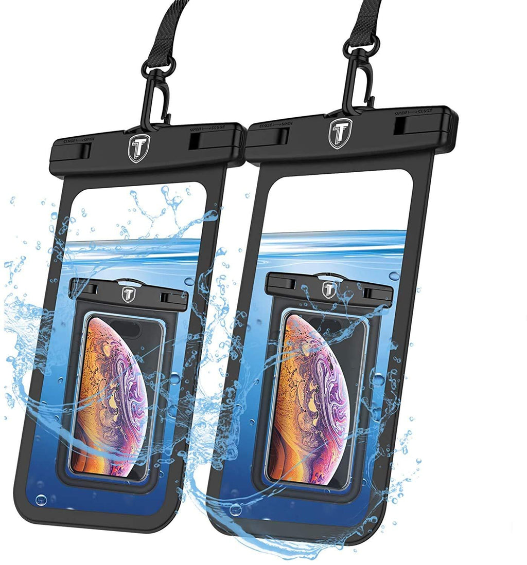  [AUSTRALIA] - Takfox Waterproof Phone Pouch for Samsung Galaxy S21 Ultra S20 Plus S10+ S9 S8 S7 J7 J3, Note 20 Ultra 10 9 8, A01 A12 A20 A11 A21 A51 A71 A32 A42 A52 A72 5G Cell Phone Dry Bag Case [2-Pack]-Black Black(2 Pack)