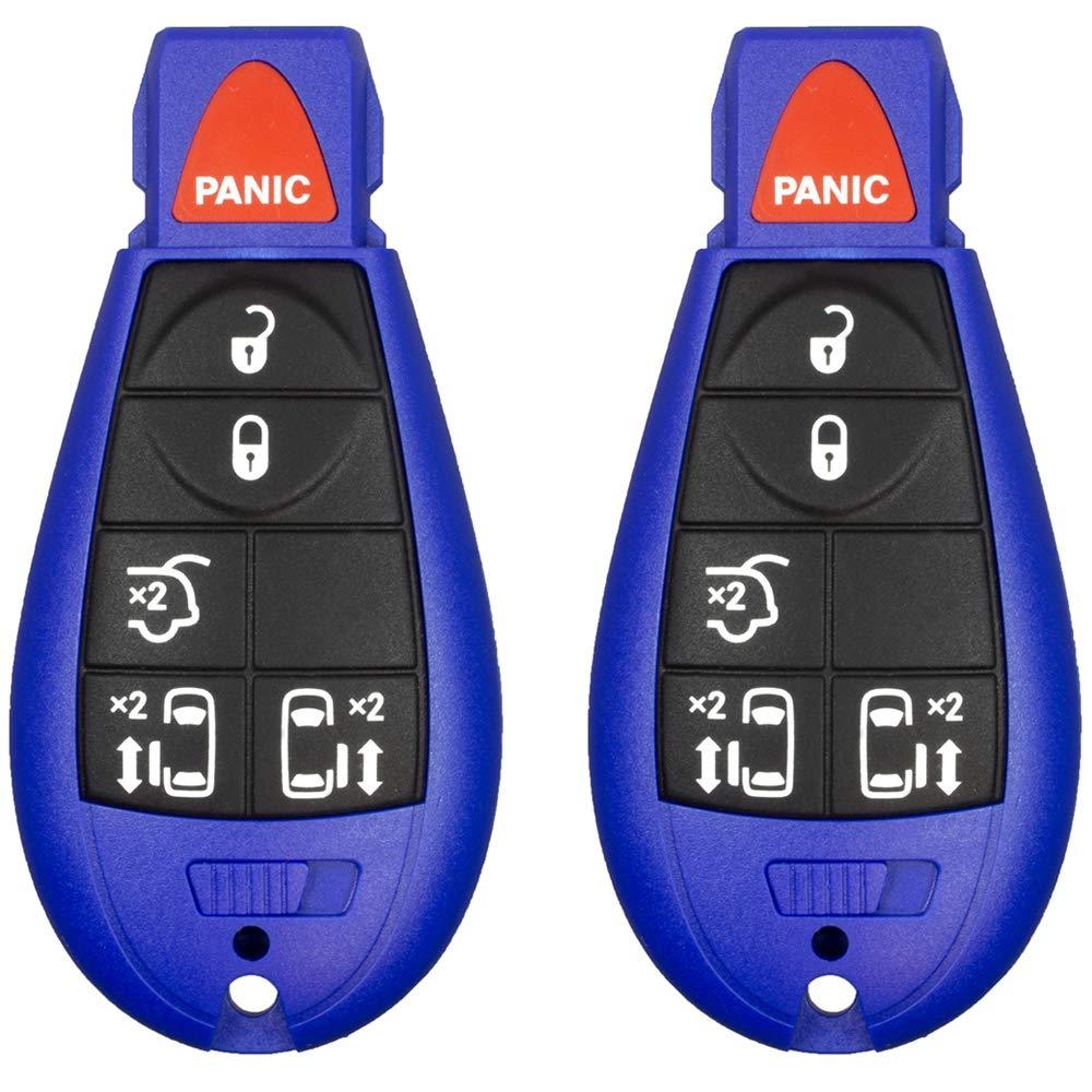2 New Blue Keyless Entry 6 Buttons Remote Start Car Key Fob M3N5WY783X, IYZ-C01C For Town Country Dodge Grand Caravan Volkswagen Routan - CASE/SHELL ONLY (No Electronics) - LeoForward Australia