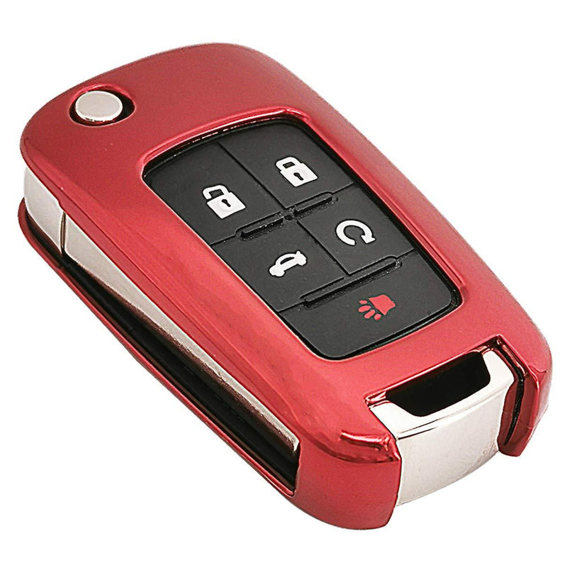  [AUSTRALIA] - Red TPU Key Fob Cover Case Jacket Skin Glove Holder for Chevy Chevrolet Equinox Camaro Cruze Malibu Volt Park Impala Buick Regal Verano Lacrosse Red