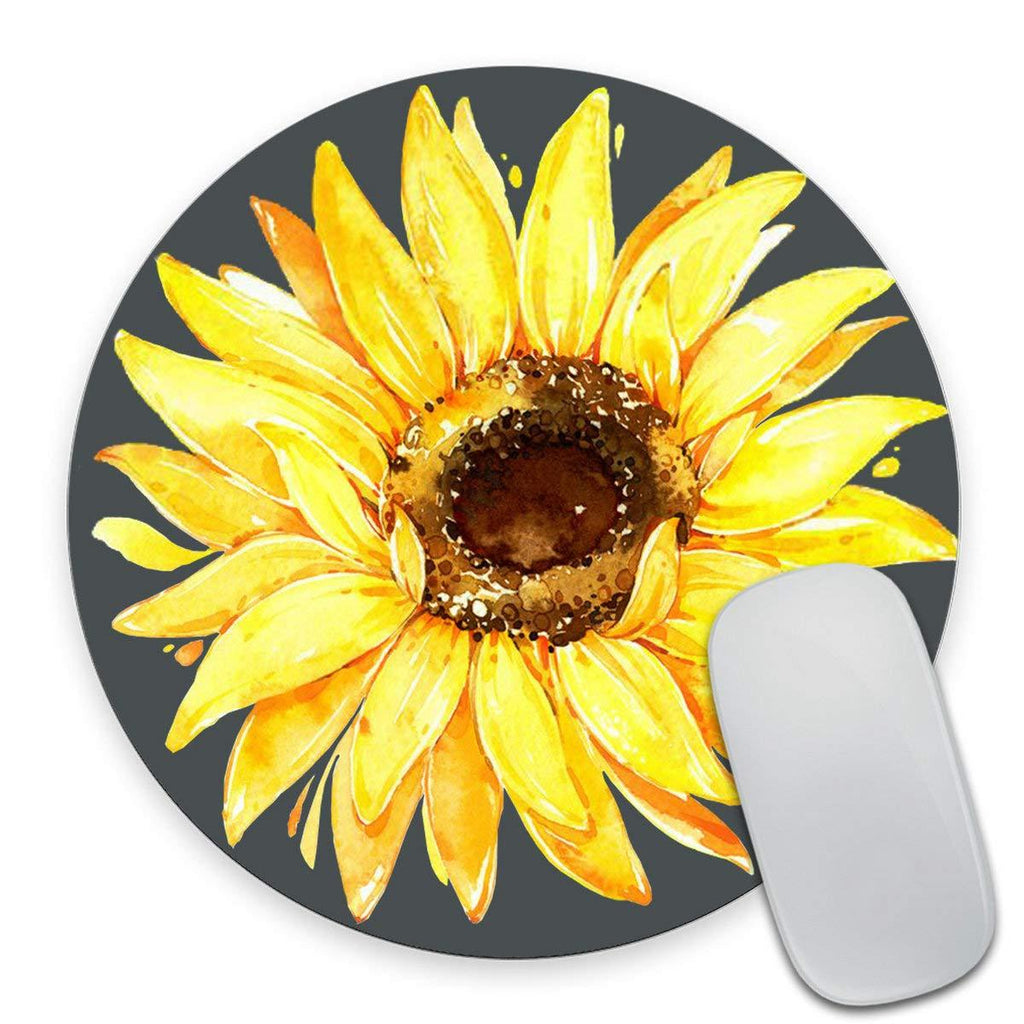 Smooffly Sunflower Mouse pad Mousepad Watercolor Floral Desk Decor Mouse Pads Round Mouse pad Sunflower - LeoForward Australia