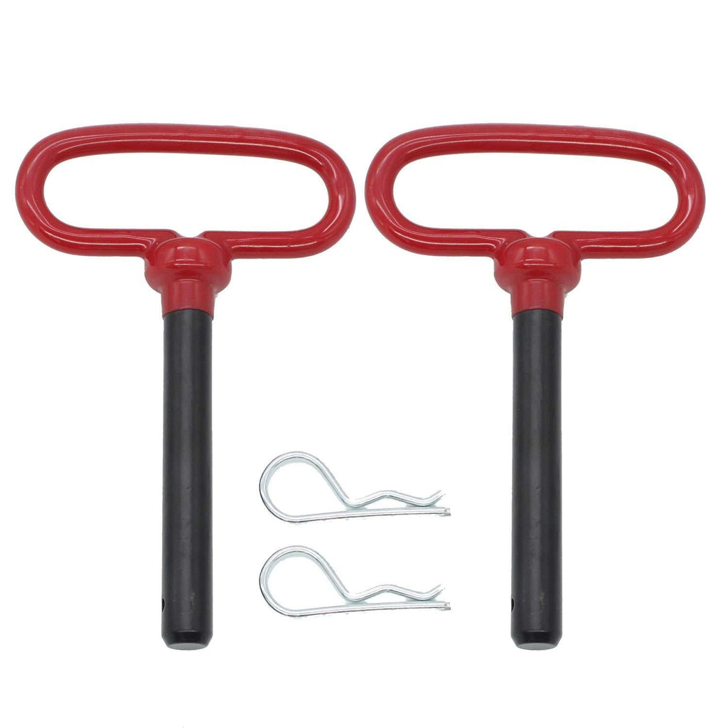  [AUSTRALIA] - X-Haibei Head Towing Hitch Pin and Clip 1/2 x 3 5/8 inch for Tractor Truck, Red Handle, 2 Pack