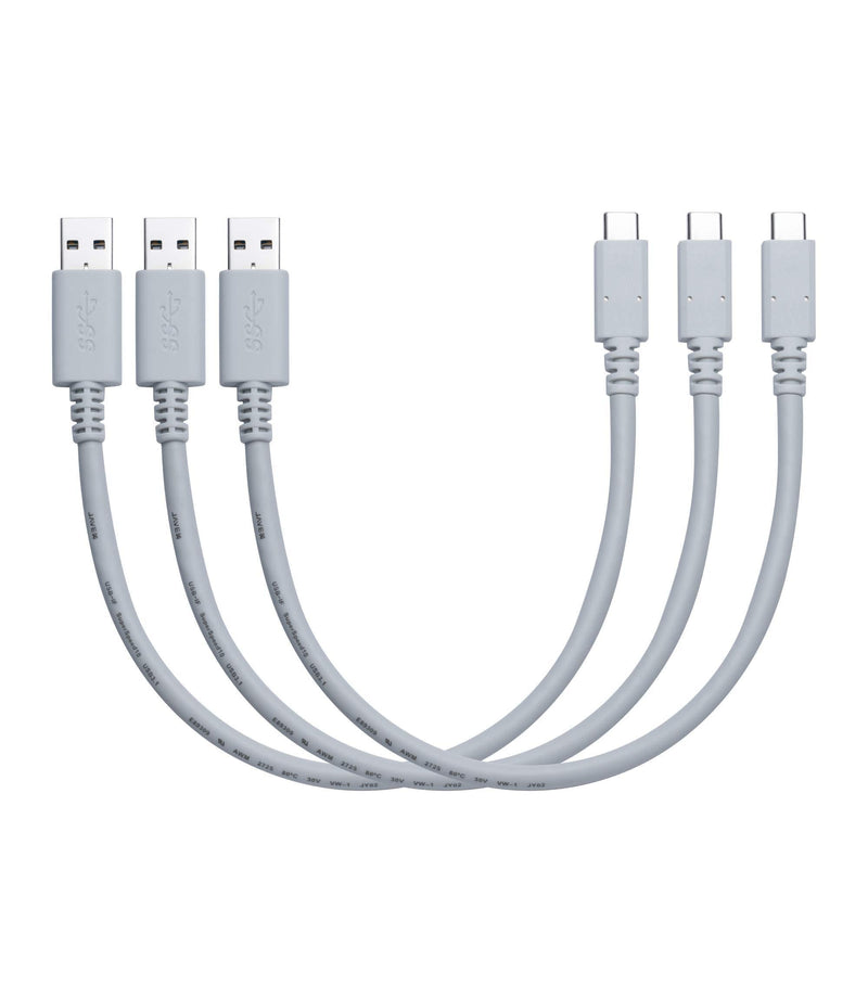 JAVEX [1FT, 3 Pack] USB 3.1 Gen2 10Gpbs Type-C to A Cable, Cool Grey 1FTx3 Grey - LeoForward Australia