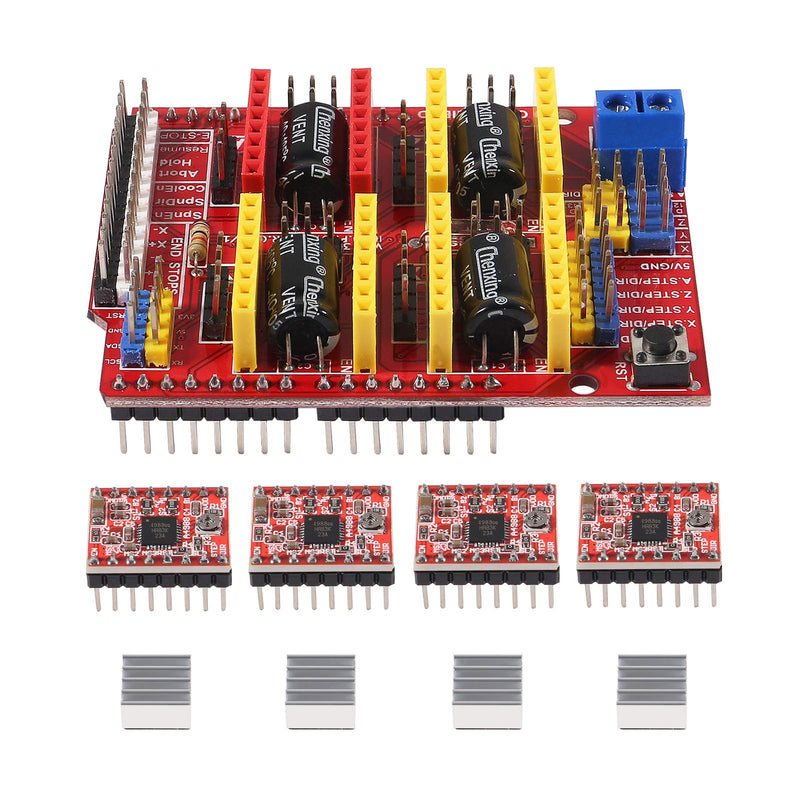  [AUSTRALIA] - ACEIRMC 3D Printer CNC Shield V3 Engraver Expansion Board with 4X A4988 Driver Module and 4 x Radiator