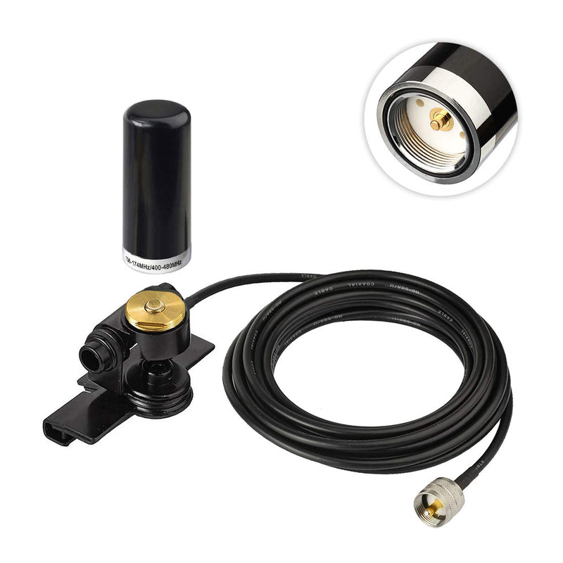  [AUSTRALIA] - Bingfu Vehicle Ham Radio Mobile Radio Antenna VHF UHF 136-174MHz 400-470MHz Car Truck Amateur Radio NMO Mount Low Profile Antenna with Lip Mount Fixed Bracket PL259 Male 5m 16.5 feet RG58 Cable
