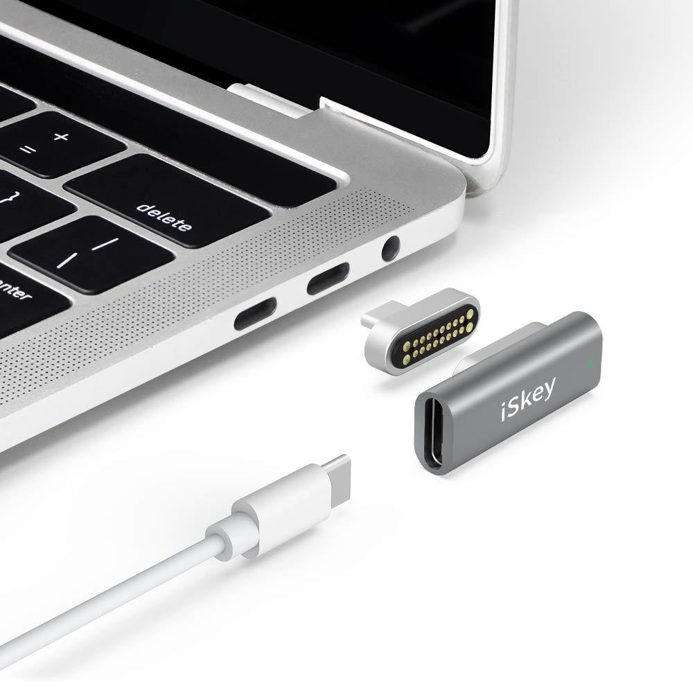 Magnetic USB C Adapter 20Pins Type C Connector, Support USB PD 100W Quick Charge, 10Gb/s Data Transfer and 4K@60 Hz Video Output Compatible with MacBook Pro/Air and More Type C Devices (Grey) Grey - LeoForward Australia