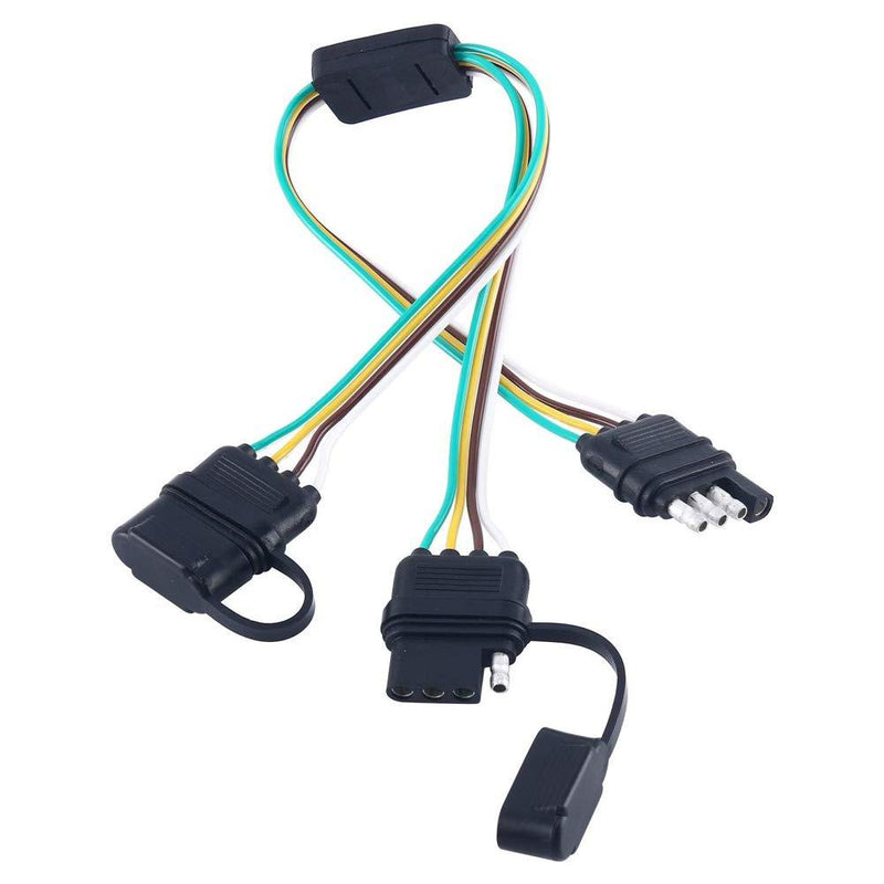  [AUSTRALIA] - NEW SUN 4 Pin Flat Y-Splitter Wiring Harness with Rubber Cab for LED Brake Tailgate Light Bars Waterproof