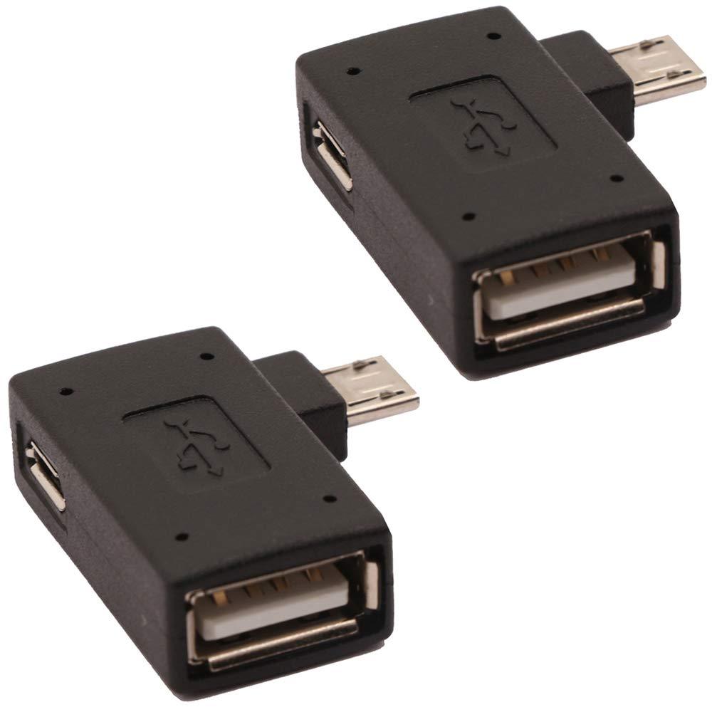  [AUSTRALIA] - AuviPal 2-in-1 Powered Micro USB to USB OTG Adapter 90 Degree Right Angled for FireStick, S/NES Classic Mini, Sega Genesis and More - 2 Pack