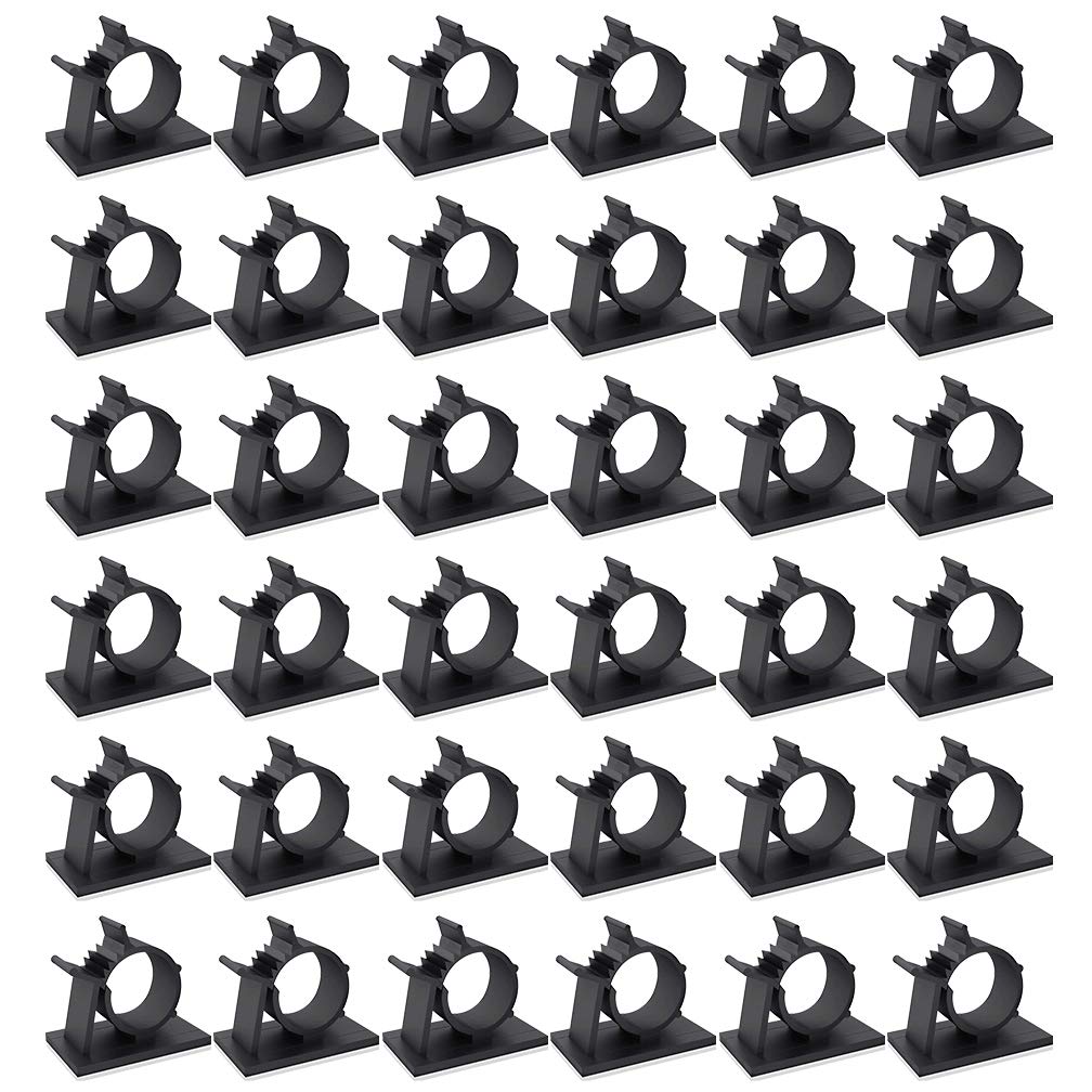  [AUSTRALIA] - Viaky 40 PCS Black Cable Clips Adjustable Wire Clamps Cable Wire Management Self-Adhesive Cord Holders for Office, Home, Workshop, Computer Room