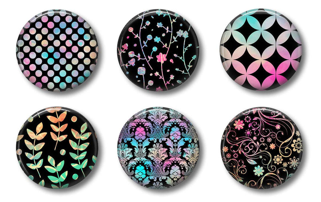 [AUSTRALIA] - Cute Locker Magnets For Teens - Black Pink and Turquoise - Set of Six 1.75" - For Whiteboard Office or Fridge - Gift Set (Black Colorful) Black Colorful