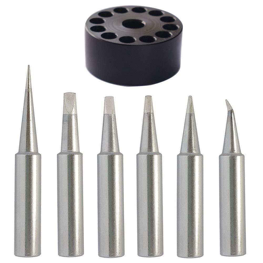  [AUSTRALIA] - ShineNow Quality T18 Soldering Tip Set 6pcs Replacement for Hakko FX-888D FX-888 FX8801 FX-600 T18 with A Tip Holder (6pcs with a tip holder) 6pcs with a tip holder