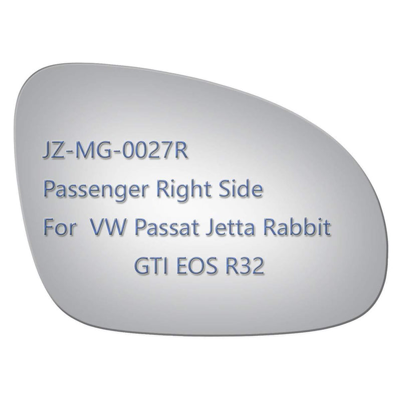  [AUSTRALIA] - JZPOWER Side Mirror Glass for Volkswagen VW Passat Jetta Rabbit GTI Eos R32, Passenger Right Side RH Replacement Rearview Convex Glass, Non Heated Including Adhesive