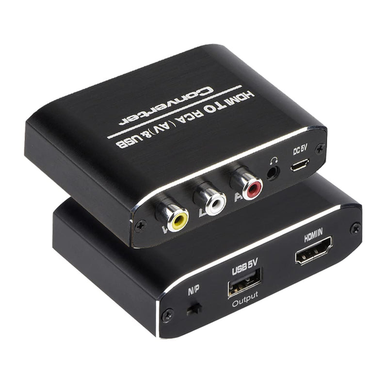  [AUSTRALIA] - Wonlyus HDMI to RCA Converter, 1080P HDMI to AV 3RCA CVBs Composite Video 3.5mm Aux Audio Adapter Supports PAL/NTSC for TV Stick, PS3, PC, Laptop, Xbox, HDTV, DVD (Black，Aluminum Alloy Material)