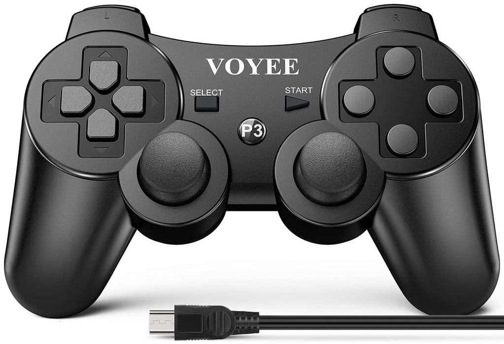  [AUSTRALIA] - VOYEE Wireless Controller Compatible with Playstation 3 PS3, with Upgraded Joystick/Rechargerable Battery/Motion Control/Double Shock (Black) Black