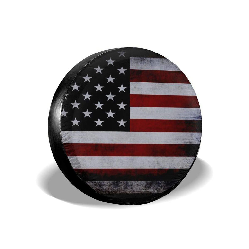  [AUSTRALIA] - Jackmen Spare Tire Cover American Flag Polyester Universal Sunscreen Corrosion Protection Wheel Covers for Jeep Trailer RV SUV Truck and Many Vehicles (14" 15" 16" 17") American Flag 1 17'' for diameter 31''-33''