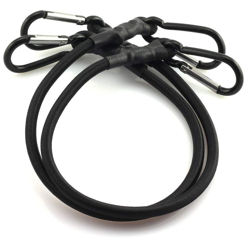 [AUSTRALIA] - HJ Garden 2pcs 8mm x 60cm Bungee Cord with Carabiner Hook Heavy Duty Straps 2 Climbing Hooks Strong Elastic Rope Shock Cord Tie Down Set(Black) 8mmx60cm Black
