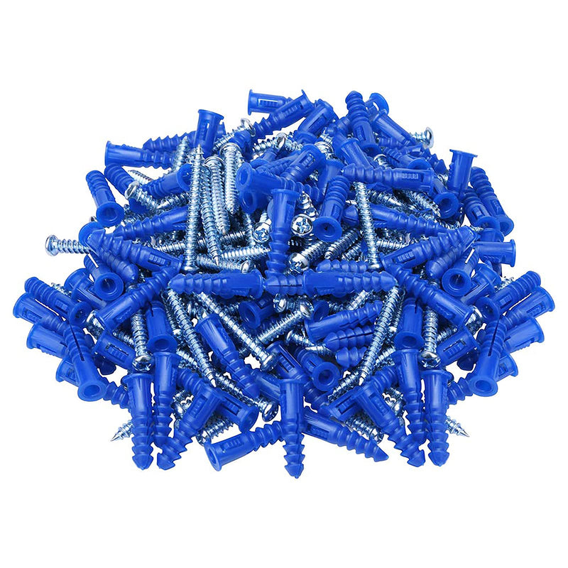  [AUSTRALIA] - HangDone Ribbed Wall Anchors #10-#12 1-1/4-Inch with Screws 100-Pack, Blue