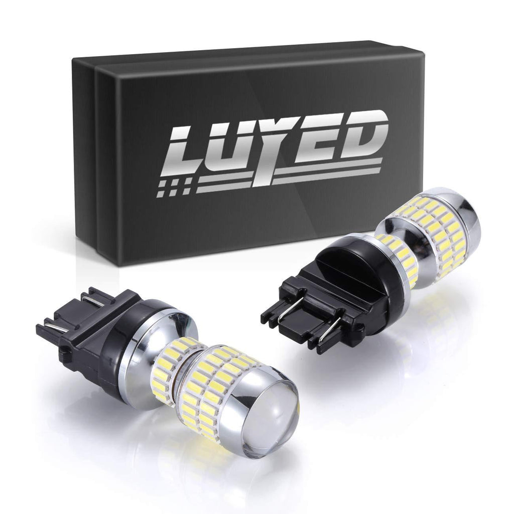 Newest Design -LUYED 2 X 1500 Lumens Extremely Bright 3157 4014 78-EX Chipsets 3056 3156 3057 3157 LED Bulbs with Projector for Back Up Reverse Lights and Tail Brake Parking Lights,Xenon White - LeoForward Australia