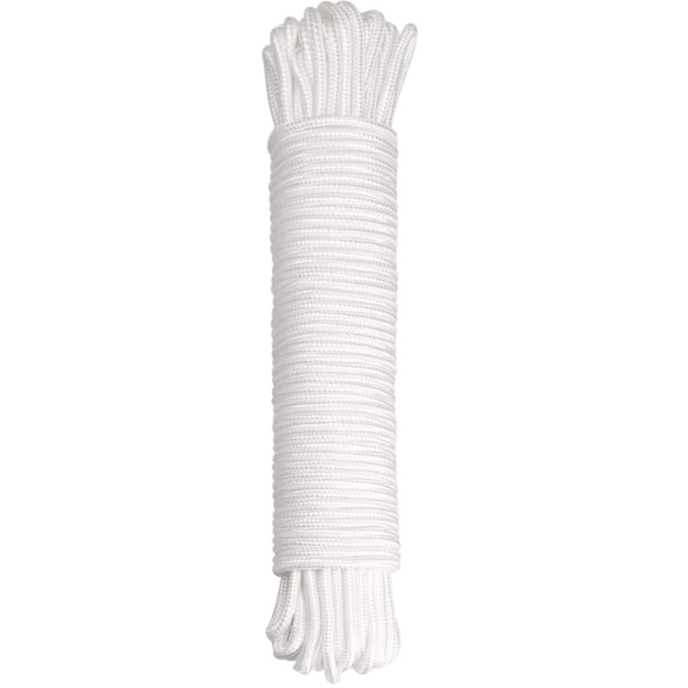  [AUSTRALIA] - 98 ft Nylon Rope,1/4-Inch Solid Braid Nylon Rope,White Flagline Rope,All Purpose Tie-Down Ropes for Garden,Tie,Pull,Swing,Knot (Thick 6mm) White