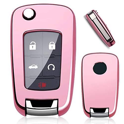  [AUSTRALIA] - Royalfox(TM) Full Cover 2 3 4 5 Buttons TPU flip Remote Key Fob case Cover for Chevrolet Camaro Cruze Equinox Malibu SS Sonic Spark Volt Aveo Epica,Buick Lacrosse Encore GL8 Regal Excelle (Pink) pink