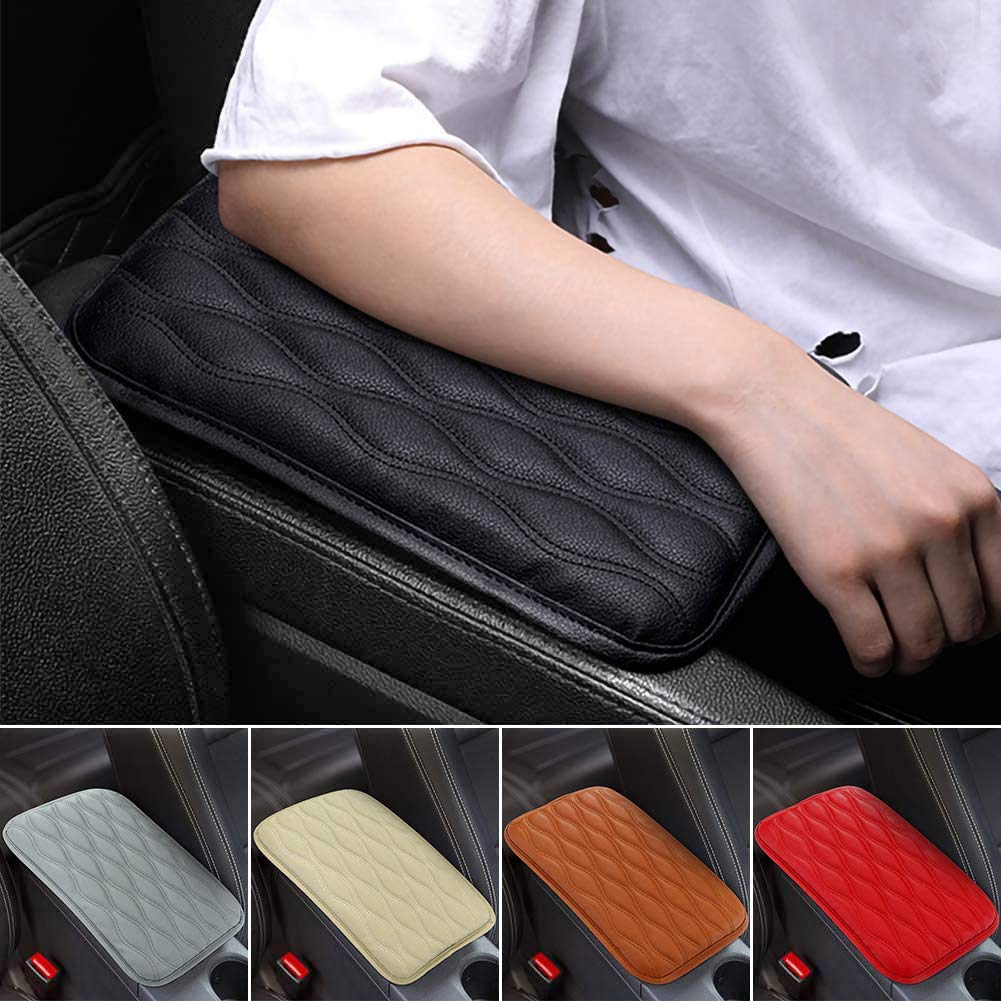  [AUSTRALIA] - Mioloe Auto Center Console Cover Pad Universal Fit for SUV/ Truck/ Car, Waterproof Car Armrest Seat Box Cover, Leather Auto Armrest Cover Black N