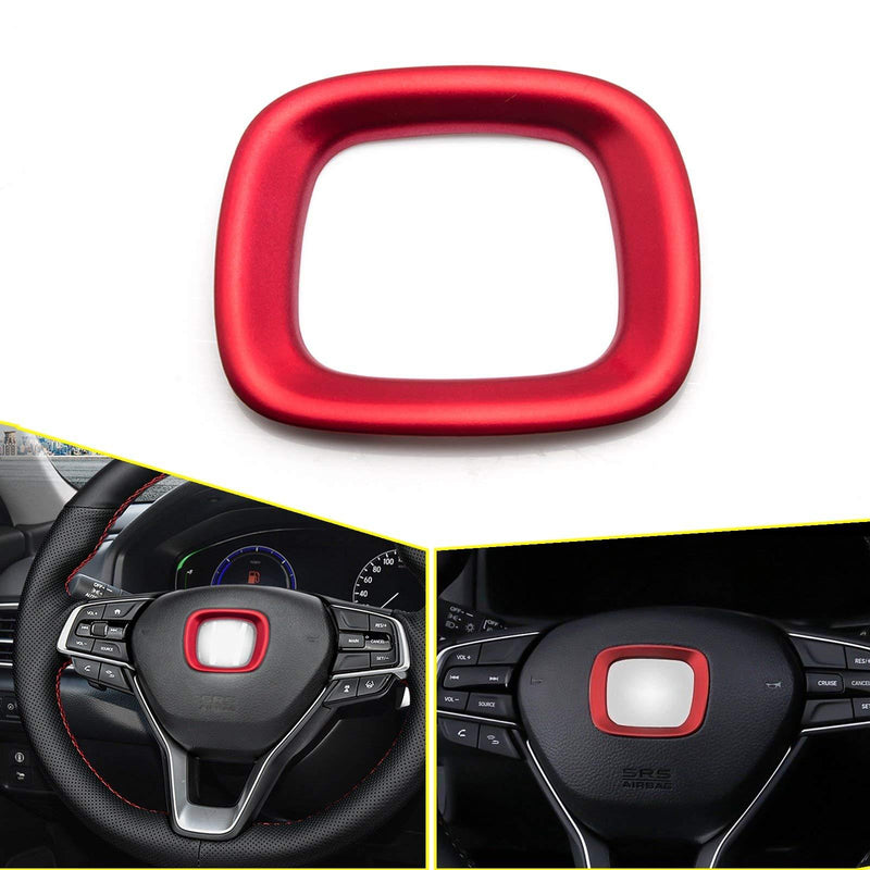  [AUSTRALIA] - Xotic Tech 1pcs Red ABS Steering Wheel Center Logo Cover Trim Decoration Sticker for Honda Accord 10th 2018-2019