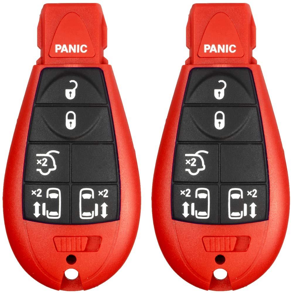 2 New Red Keyless Entry 6 Buttons Remote Start Car Key Fob M3N5WY783X, IYZ-C01C For Town Country Volkswagen Routan Dodge Grand Caravan - CASE/SHELL ONLY (No Electronics) - LeoForward Australia