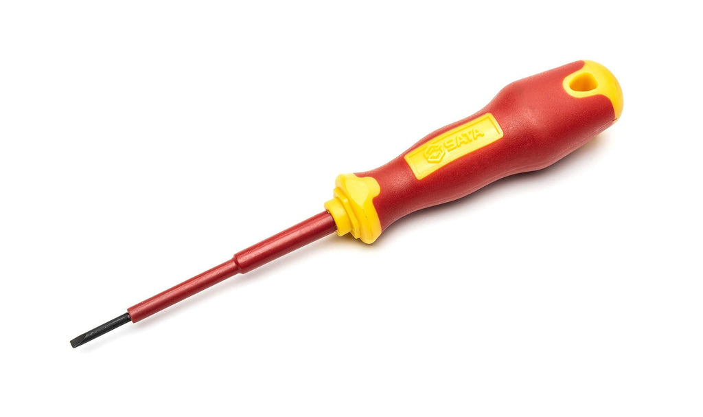  [AUSTRALIA] - SATA VDE Insulated Electricians 2.5mm Slotted Head Screwdriver with VDEHandle andS2 SteelBlade - ST61321SC 2.5x75MM