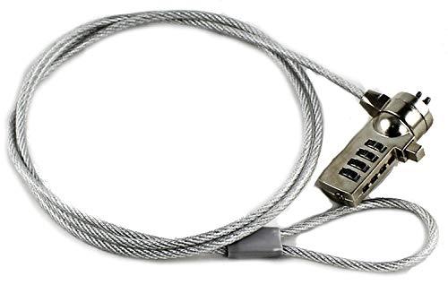  [AUSTRALIA] - DPC Laptop Cable Lock & Security Cable for PC, Compatible with Kensington, Notebooks and Other Devices (Steel, Gray) 1.2m (~4 feet), Combination Lock 1.2m (~4 feet) Combination Lock, Silver