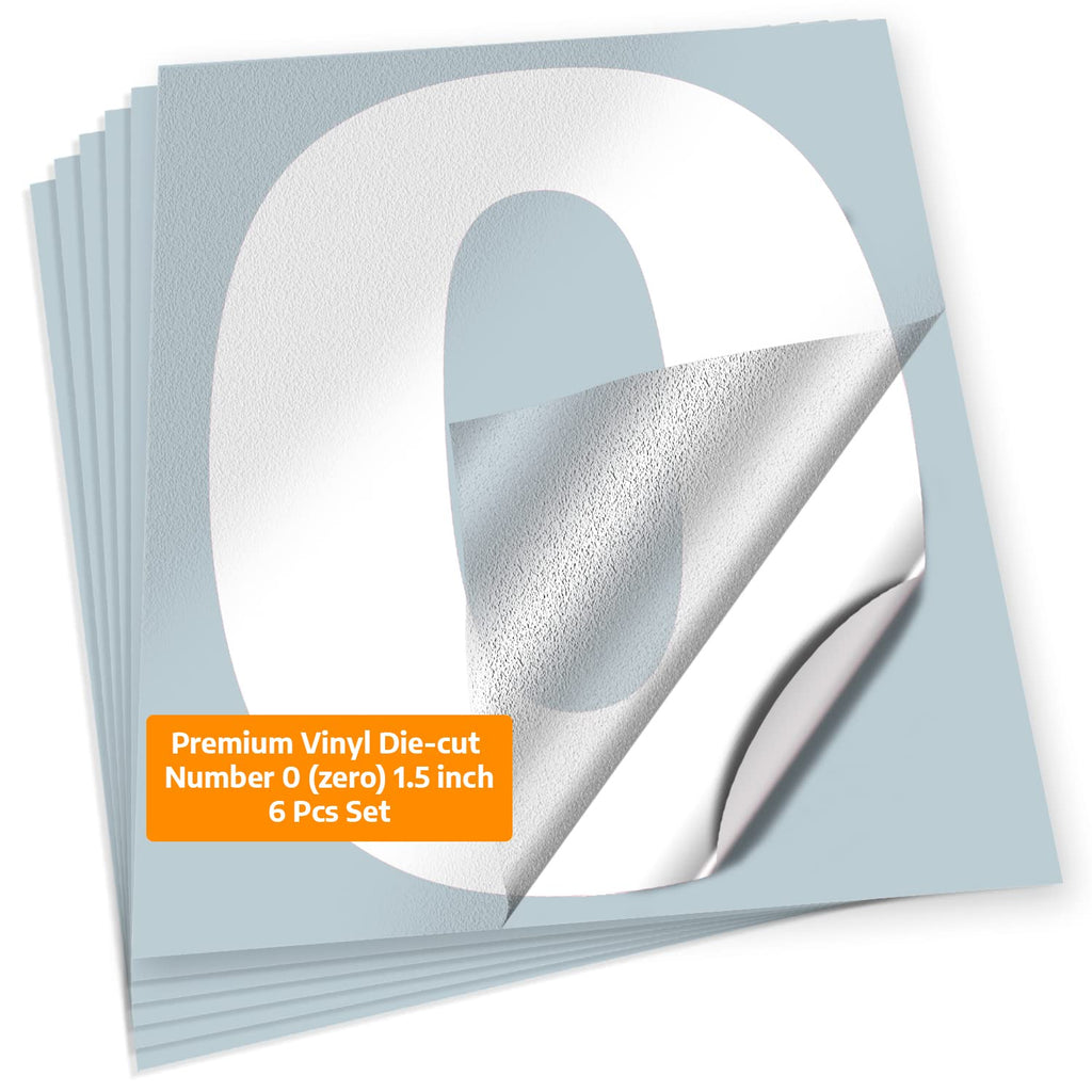  [AUSTRALIA] - White Vinyl Number 0 (Zero) Stickers – 6 Pack 1.5 inch Self Adhesive - Premium Decal Die Cut & Pre-Spaced for Mailbox, Signs, Door, Cars, Trucks, Home, Business, Address Number, In & Outdoor 0 White