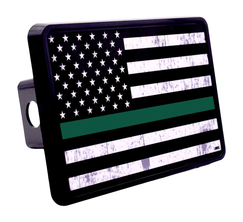  [AUSTRALIA] - Rogue River Tactical Tattered Thin Green Line Flag Trailer Hitch Cover Plug US Federal Law Enforcement Officers and Military Veterans Border Patrol Game Warden and Park Ranger
