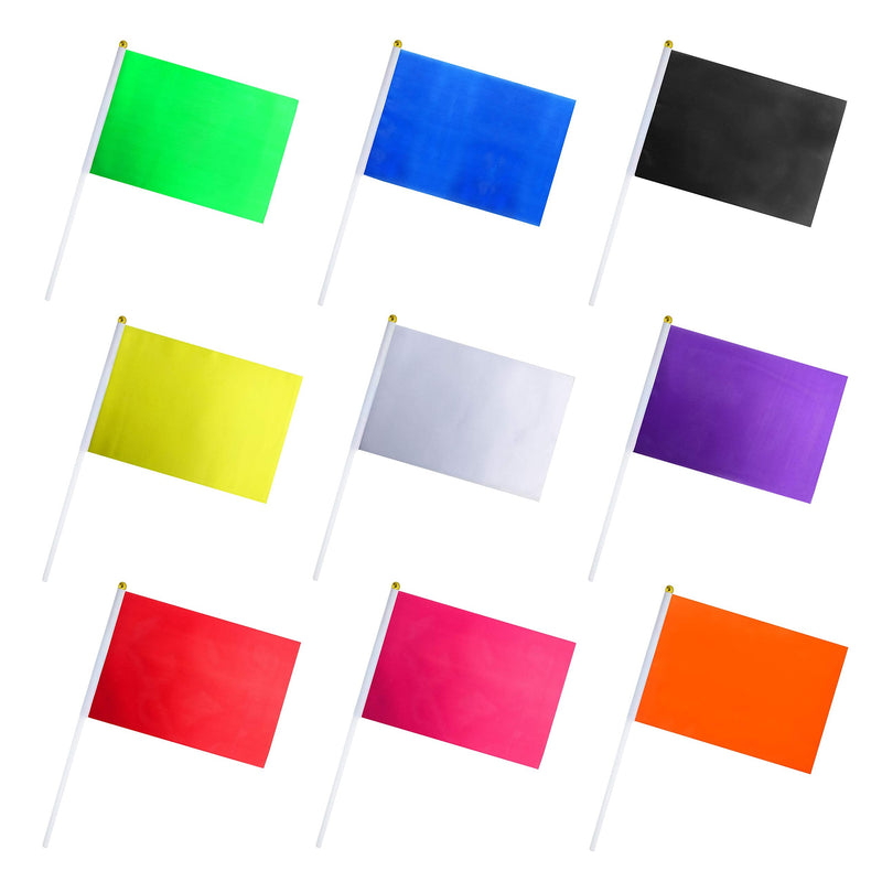  [AUSTRALIA] - Consummate 45 Pack Solid Color Flag Small Mini Plain Black White Red Yellow Green Blue Purple Orange Rose Red Stick Flags Set