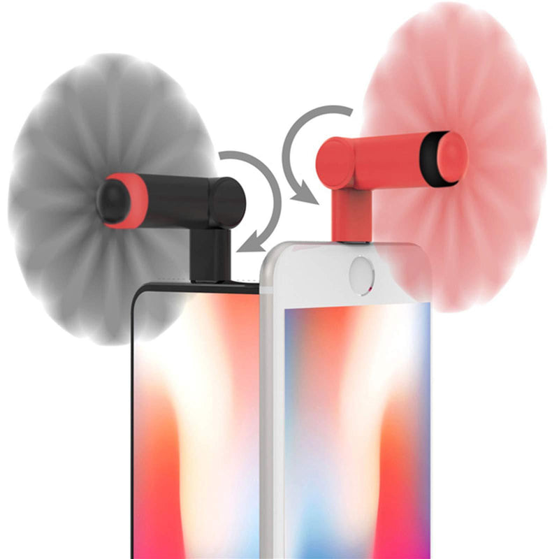 Genuie Fan for iPhone(2 packs) , Mini Fan with 180 Rotating, Strong Wind, Lightweight Compatible for iPhone, iPad, iPod and Any Lighting Devices. Upgraded Version (Black and Rose Red) - LeoForward Australia