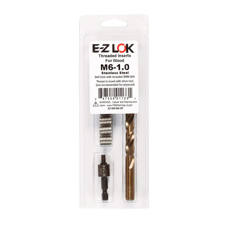  [AUSTRALIA] - E-Z LOK-400 Knife Threaded Insert Installation Kit for Hard Wood - Stainless - M6-1.0