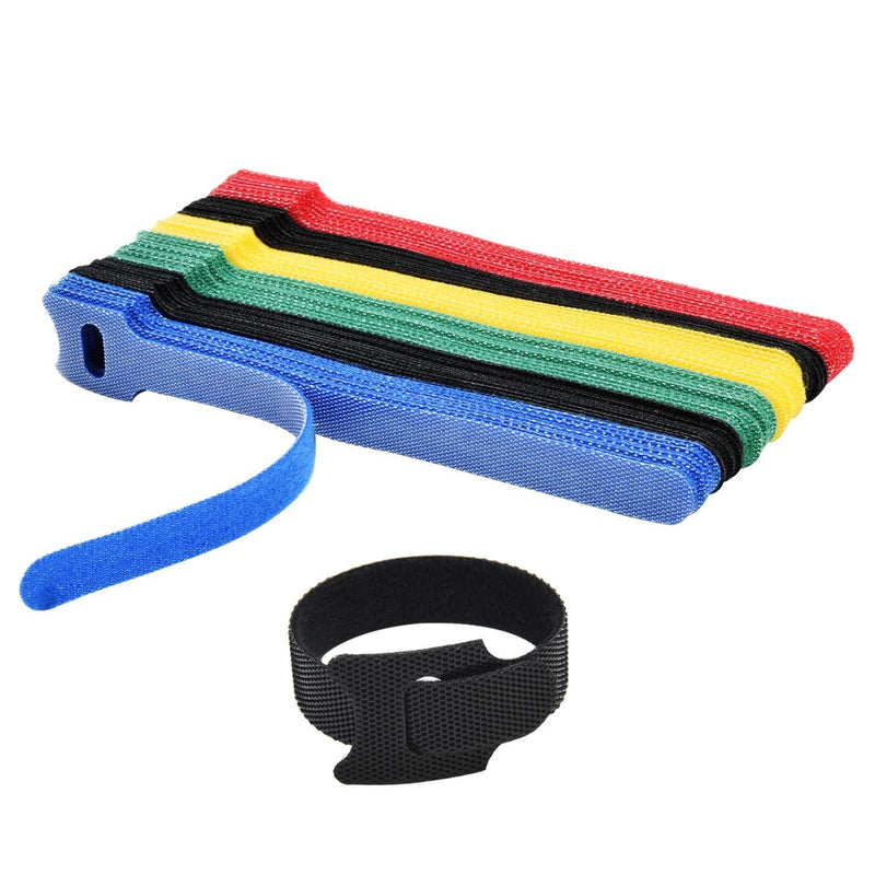  [AUSTRALIA] - Hmrope 60PCS Fastening Cable Ties Reusable, Premium 6-Inch Adjustable Cord Ties, Microfiber Cloth Cable Management Straps Hook Loop Cord Organizer Wire Ties Reusable (Assorted Colors)
