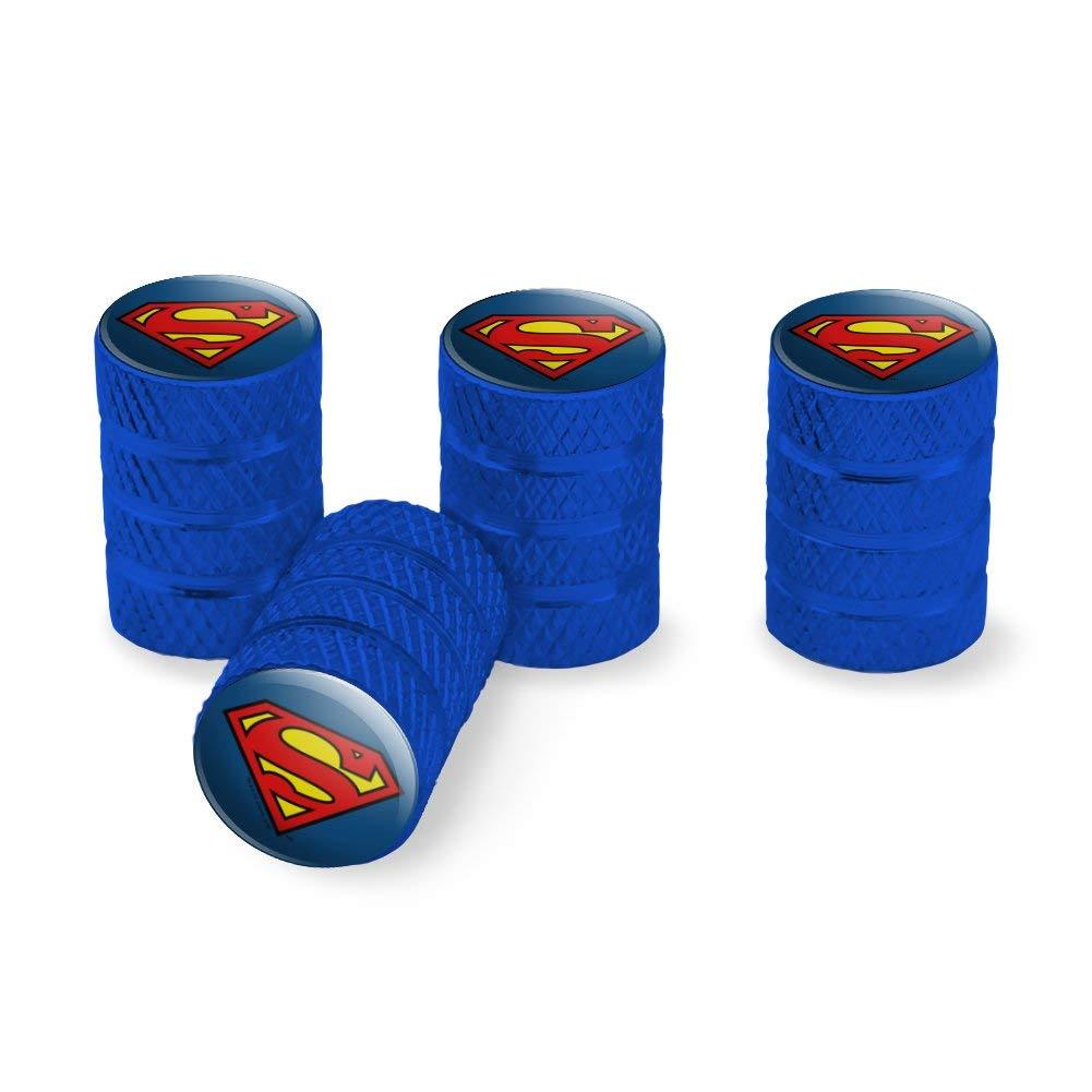  [AUSTRALIA] - Graphics and More Superman Classic S Shield Logo Tire Rim Wheel Aluminum Valve Stem Caps Blue