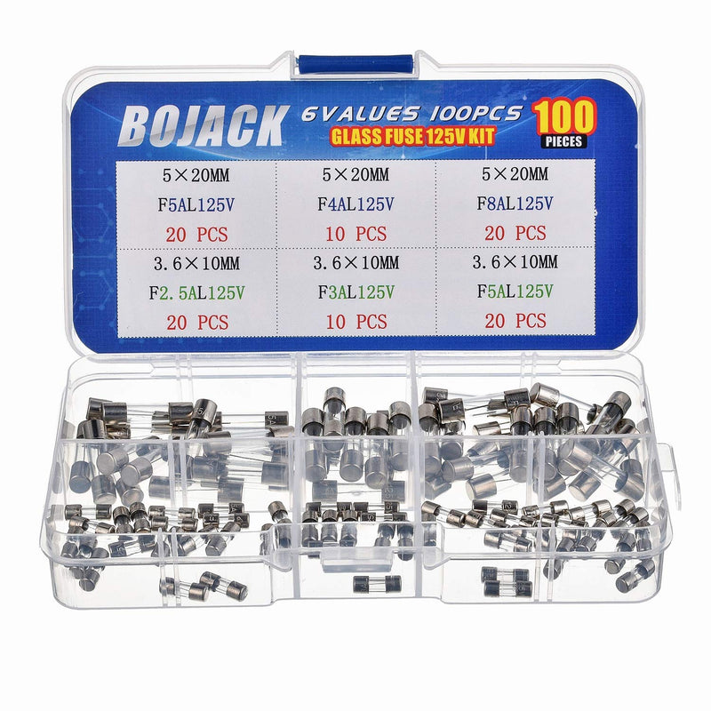  [AUSTRALIA] - BOJACK Christmas Light Fuses Kit 3.6x10mm Mini Fuse 125V 2.5A 3A 5A and 5x20mm 125V 4A 5A 8A amp Fuses for Christmas Lights