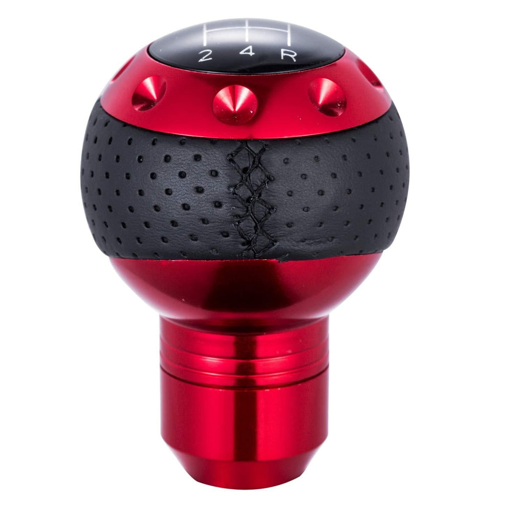  [AUSTRALIA] - Bashineng 5 Speed Leather Transmission Shift Spherical Style Gear Stick Shifter Universal Knob Head Fit Most Manual Automatic Cars (Red) red