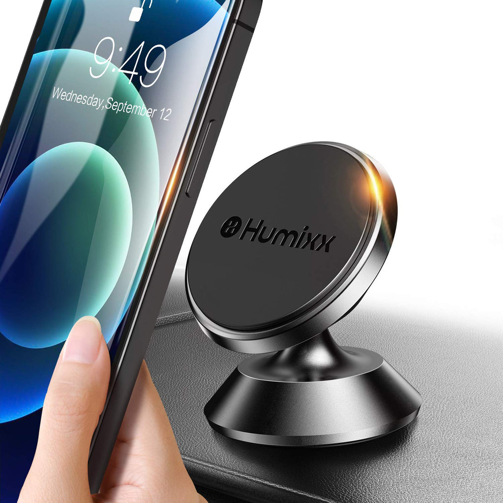  [AUSTRALIA] - [8 Strong Magnets] Humixx Car Phone Holder Mount Magnetic [Aviation-Grade Alloy] 360° Rotatable Universal Magnetic Cell Phone Mount for Car Phone Holder for iPhone Samsung All Smartphones & Tablets Black