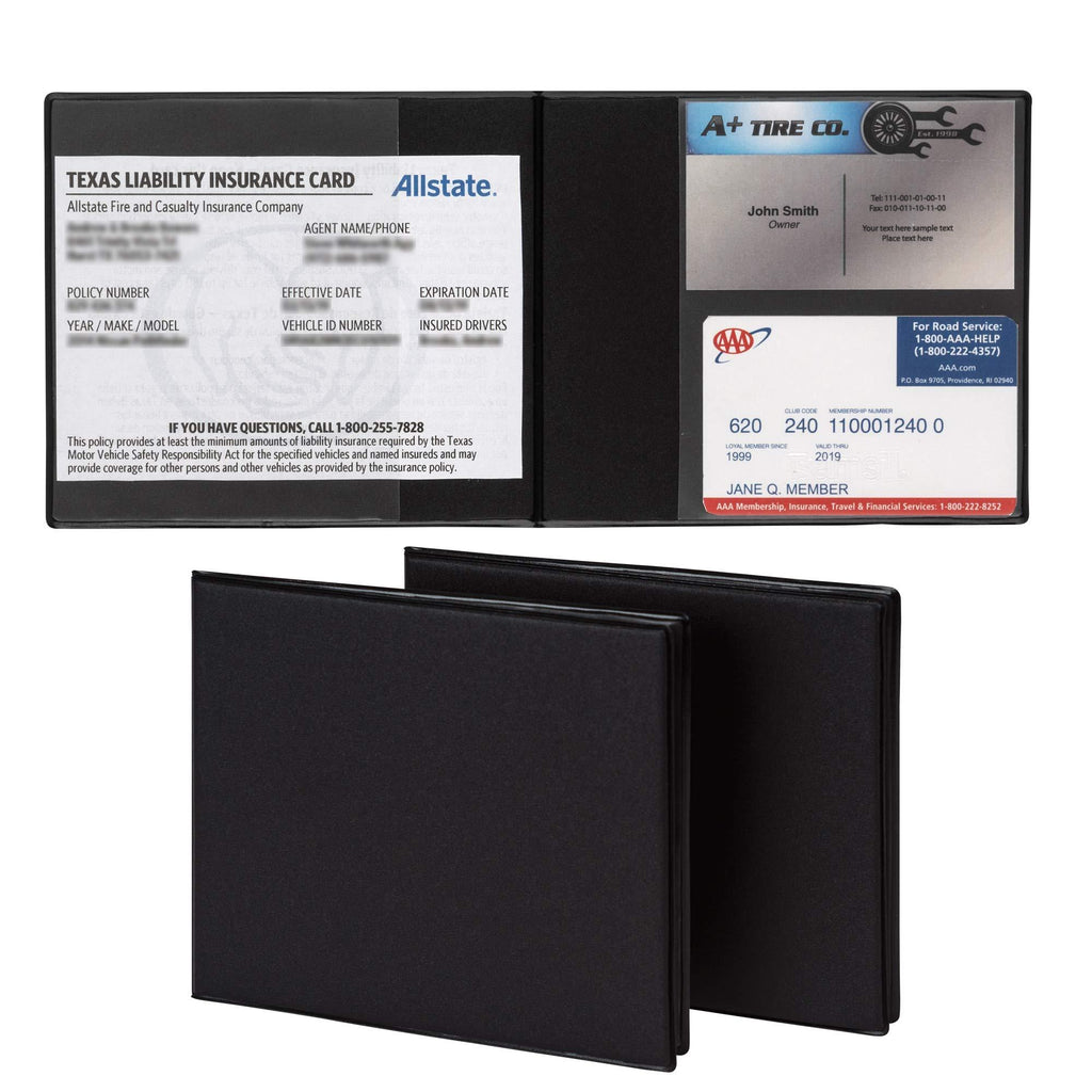  [AUSTRALIA] - Samsill 2 Pack Registration and Insurance Card Holder, 5.25" x 4.75" Black Glove Box Organizer, Perfect for Multiple Vehicles