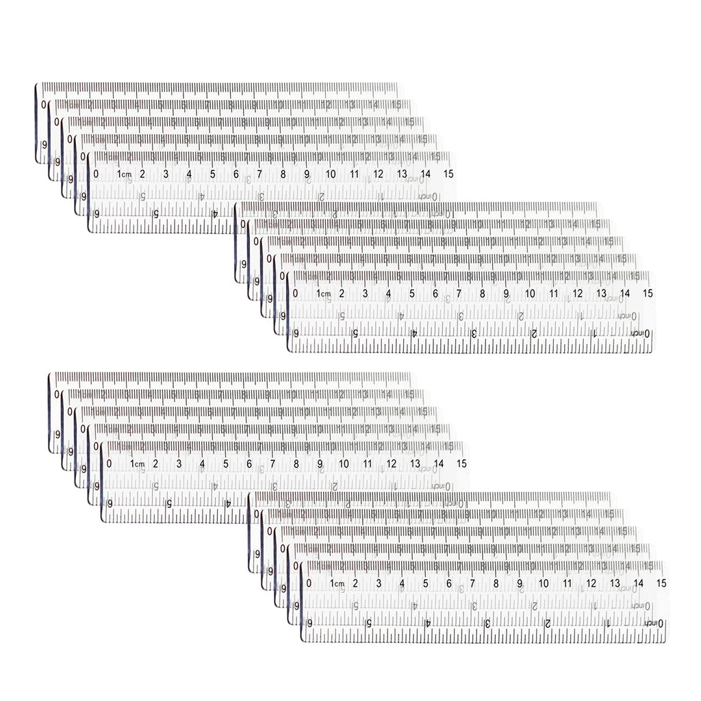  [AUSTRALIA] - Chris.W 20 Pack Clear Plastic Ruler 6 Inch Straight Ruler Flexible Ruler with Inches and Metric for School Classroom, Home, or Office (Clear) 6 Inches