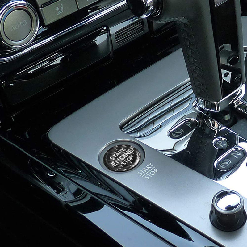 AIRSPEED Carbon Fiber Car Engine Start Button Sticker for Volkswagen Touareg Phaeton Accessories (Black) Black - LeoForward Australia
