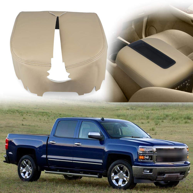  [AUSTRALIA] - VANJING Center Console Cover Armrest Cover for 2007-2013 Chevy Avalanche Silverado Tahoe Suburban GMC Yukon Yukon XL Sierra(Leather Part Only) Console Cover Leather Part Only-Tan