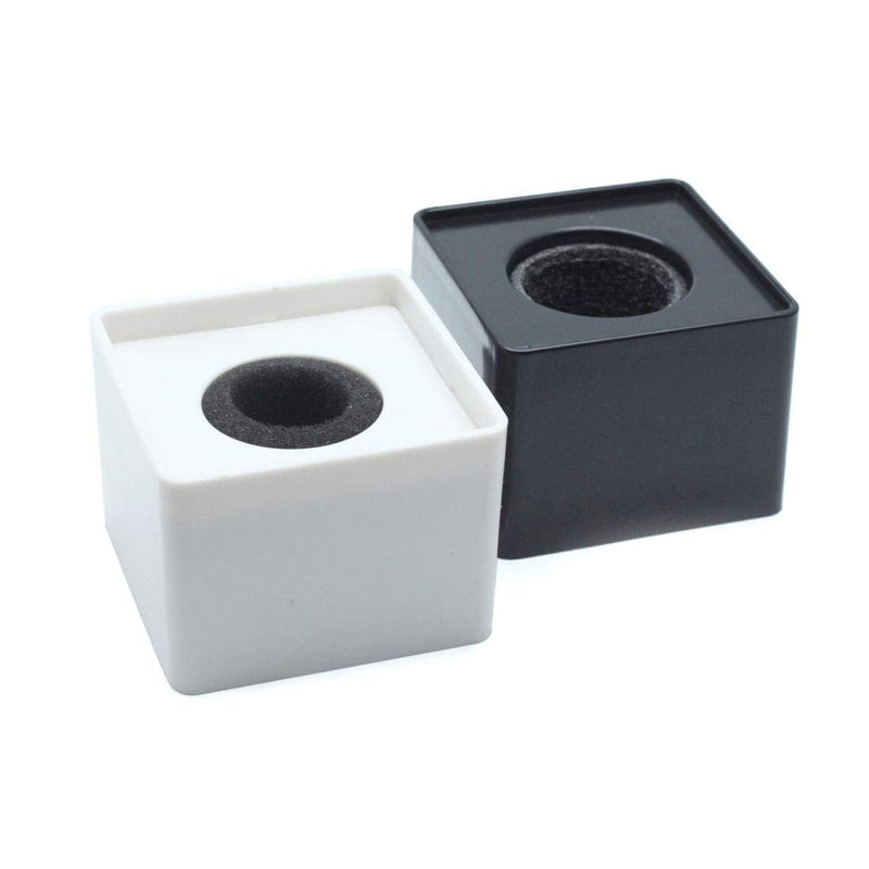  [AUSTRALIA] - Xiaoyztan 2 Pcs Interviewing Mic Flag Station, ABS Square Cube Shape Microphone Flag Station Logo, Black and White