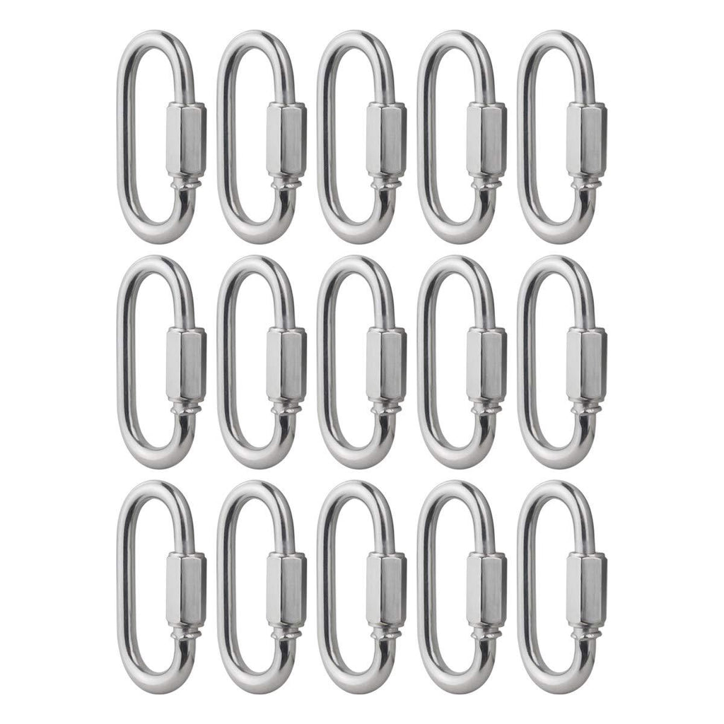  [AUSTRALIA] - BNYZWOT 304 Stainless Steel Quick Links D Shape Locking Quick Chain Repair Links M5 3/16 inch Pack of 15