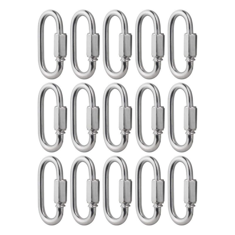  [AUSTRALIA] - BNYZWOT 304 Stainless Steel Quick Links D Shape Locking Quick Chain Repair Links M5 3/16 inch Pack of 15