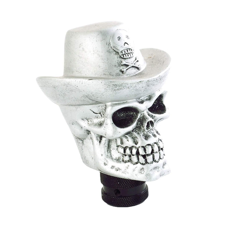  [AUSTRALIA] - Bashineng Car Auto Gear Shift Skull Stick Shifter Knob Head with Hat Fit Most Universal Manual Automatic Transmission (Silver) silver