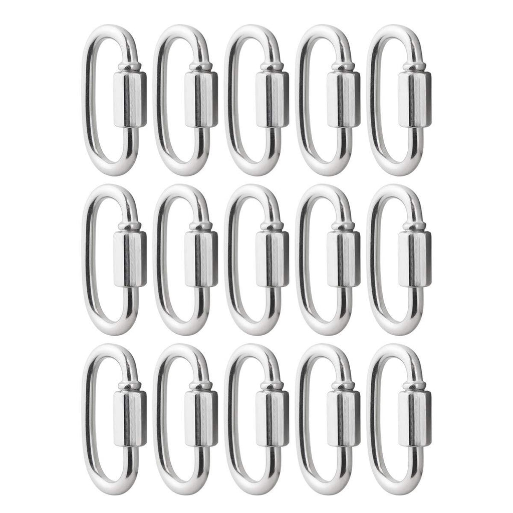  [AUSTRALIA] - BNYZWOT 304 Stainless Steel Quick Links D Shape Locking Quick Chain Repair Links M4 5/32 inch Pack of 15