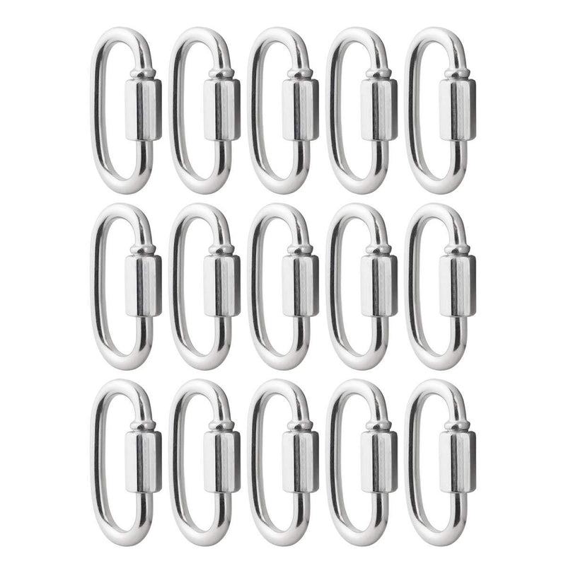  [AUSTRALIA] - BNYZWOT 304 Stainless Steel Quick Links D Shape Locking Quick Chain Repair Links M4 5/32 inch Pack of 15